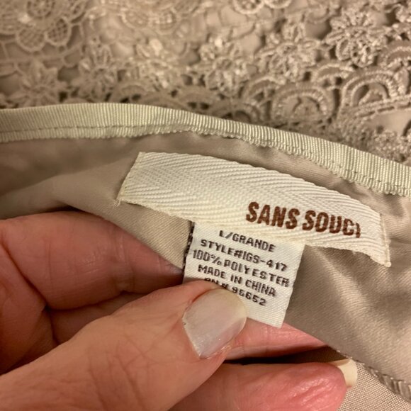 Sans Souci Skirt Tan Mini Lace Floral Dainty Feminine Coquette Womens SZ L - Picture 4 of 7